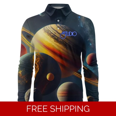 Le Studio Saturn Custom 3D Long-Sleeved Polo Shirt